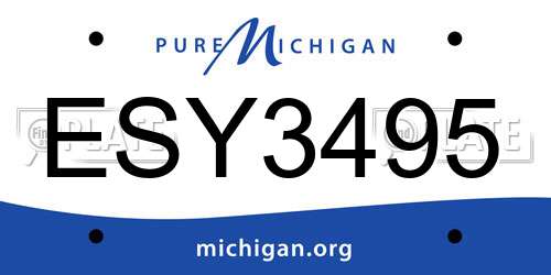 ESY3495 Michigan License Plate