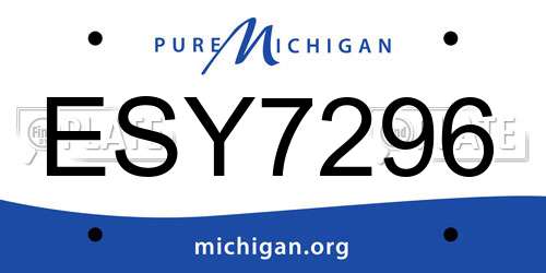 ESY7296 Michigan License Plate