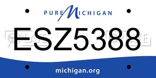 ESZ5388 Michigan License Plate