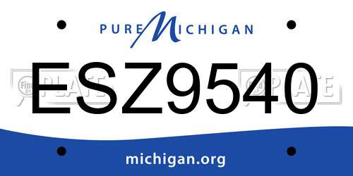 ESZ9540 Michigan License Plate