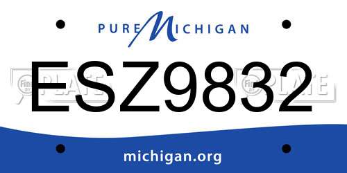 ESZ9832 Michigan License Plate
