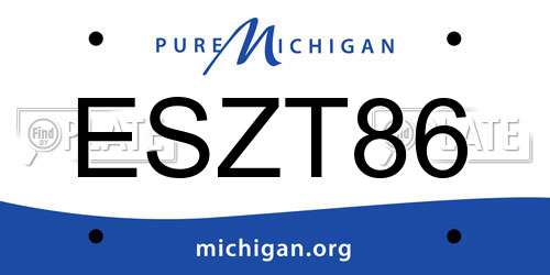 ESZT86 Michigan License Plate