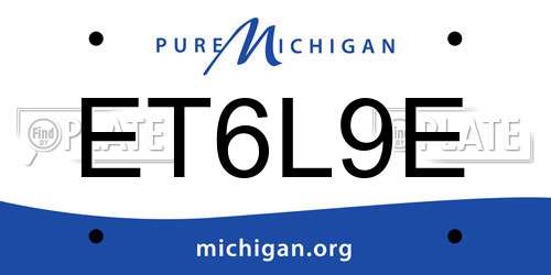 ET6L9E Michigan License Plate