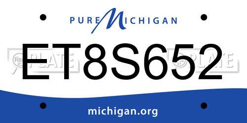 ET8S652 Michigan License Plate