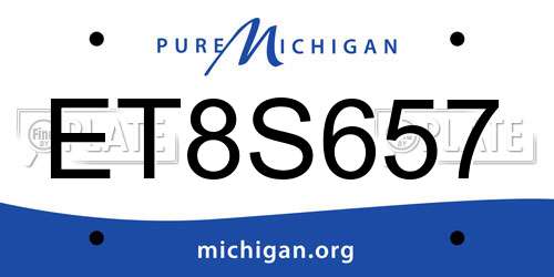 ET8S657 Michigan License Plate