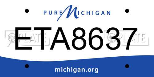 ETA8637 Michigan License Plate