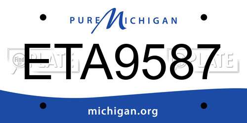 ETA9587 Michigan License Plate