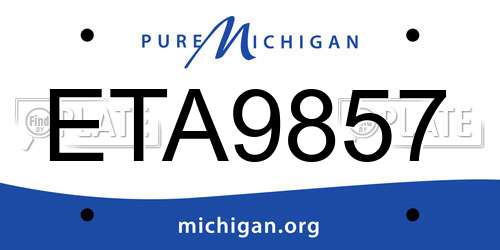 ETA9857 Michigan License Plate