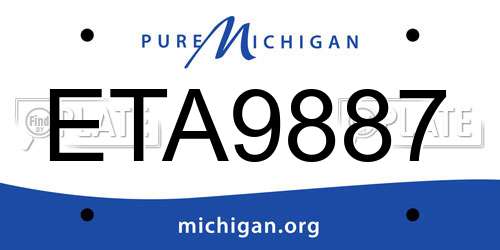 ETA9887 Michigan License Plate