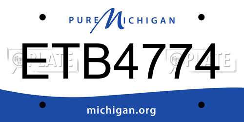 ETB4774 Michigan License Plate