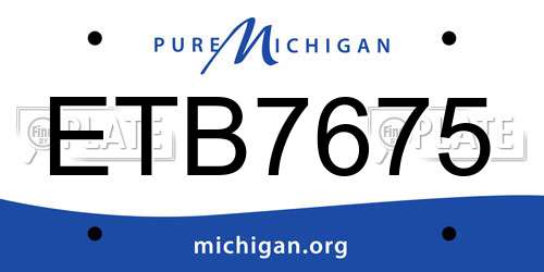 ETB7675 Michigan License Plate