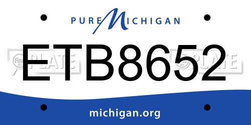 ETB8652 Michigan License Plate