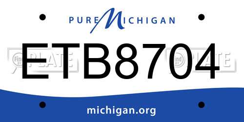 ETB8704 Michigan License Plate