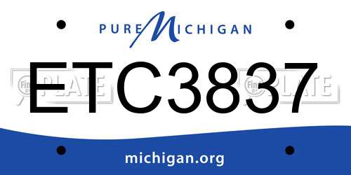 ETC3837 Michigan License Plate