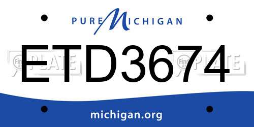 ETD3674 Michigan License Plate