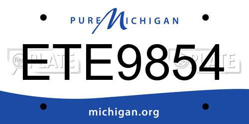 ETE9854 Michigan License Plate