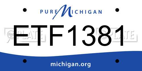 ETF1381 Michigan License Plate