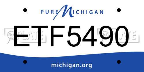 ETF5490 Michigan License Plate