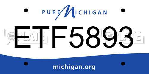 ETF5893 Michigan License Plate