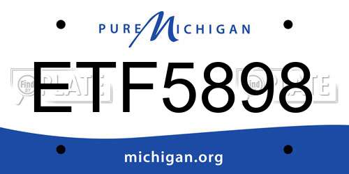 ETF5898 Michigan License Plate
