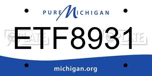 ETF8931 Michigan License Plate