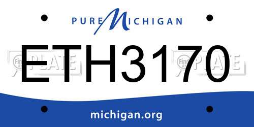 ETH3170 Michigan License Plate