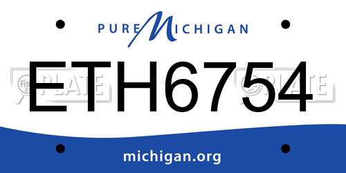 ETH6754 Michigan License Plate