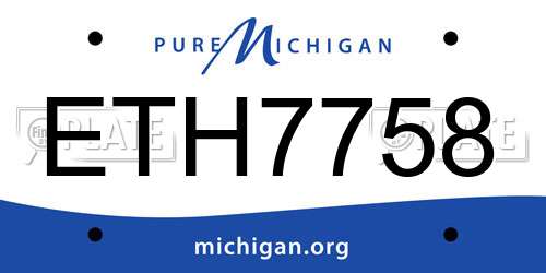 ETH7758 Michigan License Plate