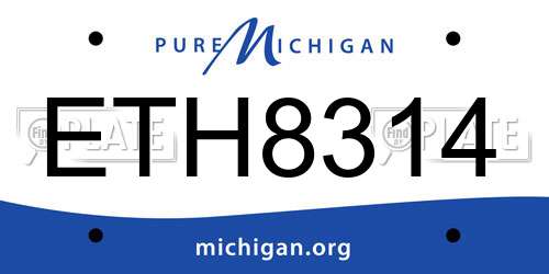 ETH8314 Michigan License Plate