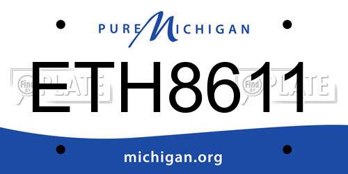 ETH8611 Michigan License Plate