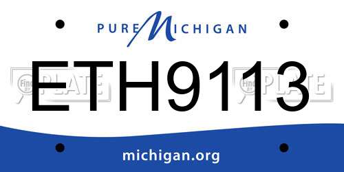 ETH9113 Michigan License Plate