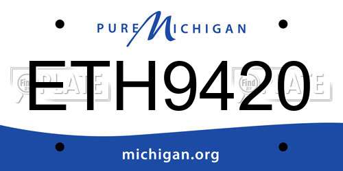 ETH9420 Michigan License Plate