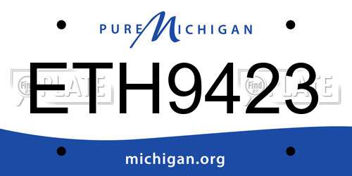 ETH9423 Michigan License Plate