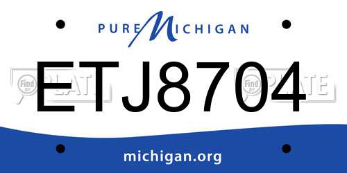 ETJ8704 Michigan License Plate