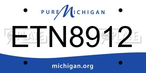 ETN8912 Michigan License Plate