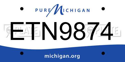 ETN9874 Michigan License Plate