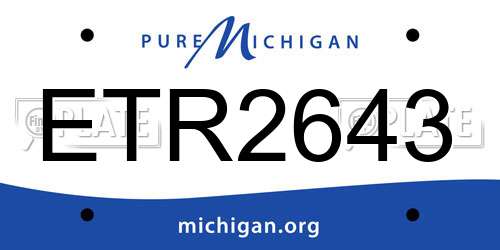 ETR2643 Michigan License Plate