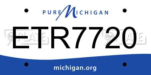 ETR7720 Michigan License Plate