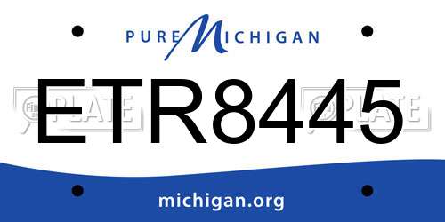 ETR8445 Michigan License Plate