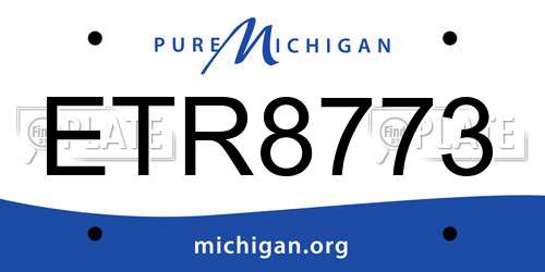 ETR8773 Michigan License Plate