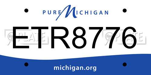ETR8776 Michigan License Plate