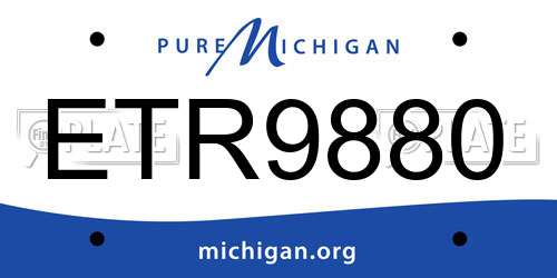 ETR9880 Michigan License Plate
