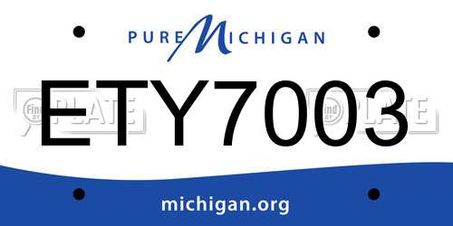 ETY7003 Michigan License Plate