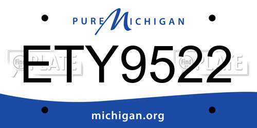 ETY9522 Michigan License Plate