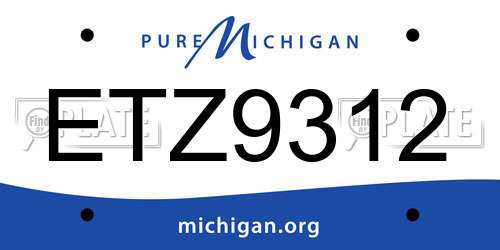 ETZ9312 Michigan License Plate