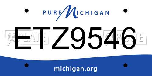 ETZ9546 Michigan License Plate
