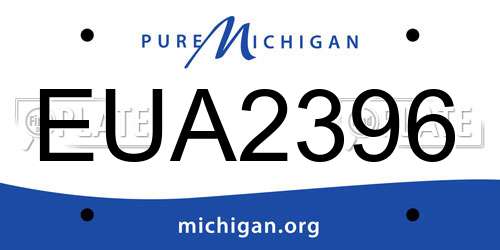 EUA2396 Michigan License Plate
