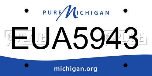 EUA5943 Michigan License Plate