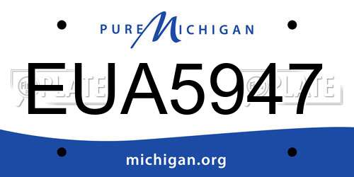 EUA5947 Michigan License Plate