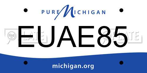 EUAE85 Michigan License Plate